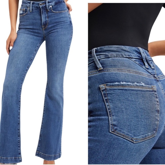 Good American Denim - Good American Good Legs High Waist V-Back Flare Jeans Indigo 305 Sz 12 / 31